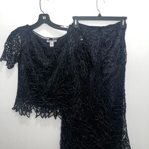 Silken Poetry 2-Piece Silk Crochet Lace Hand Beaded Goth Small